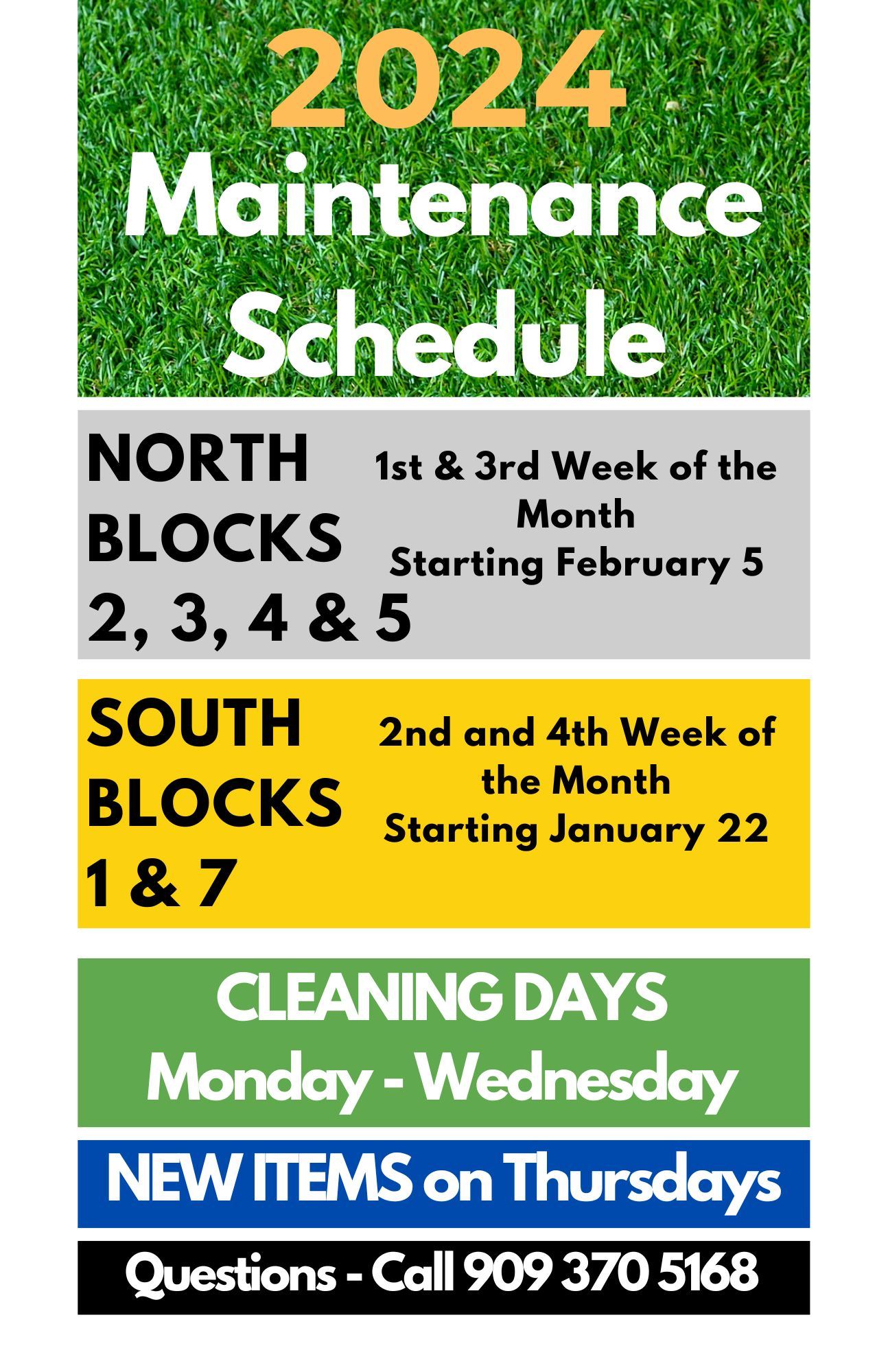 HG Cleaning Schedule Q1 2024