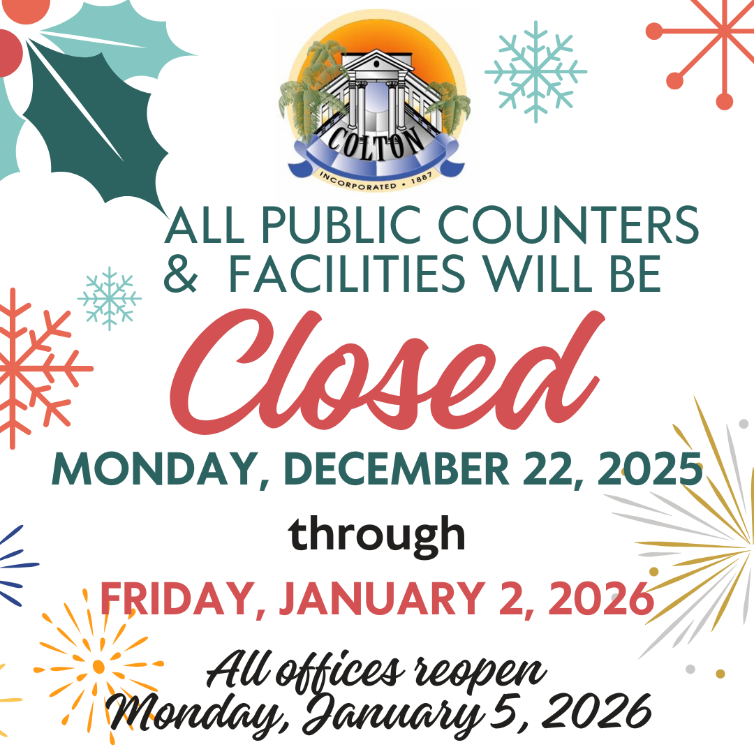 City of Colton - Holiday Closures 2025 